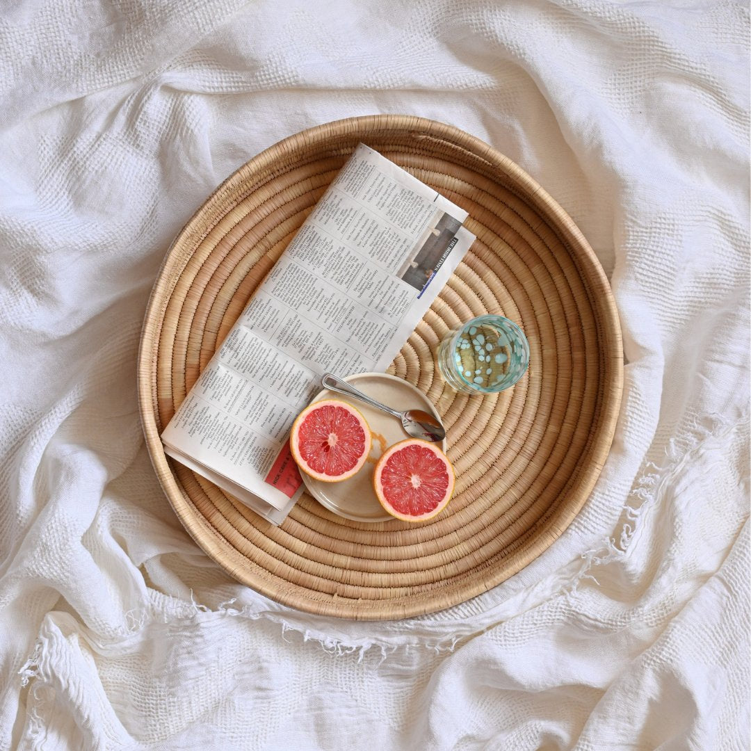 Classic Handwoven Palm Leaf Tray - Made in Malawi