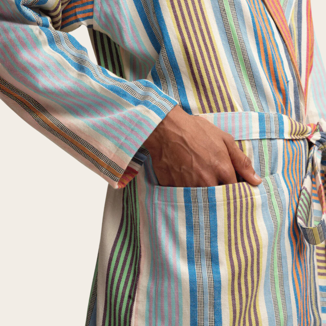 Bright Stripes Traditional Handloom Cotton Robe (Unisex)