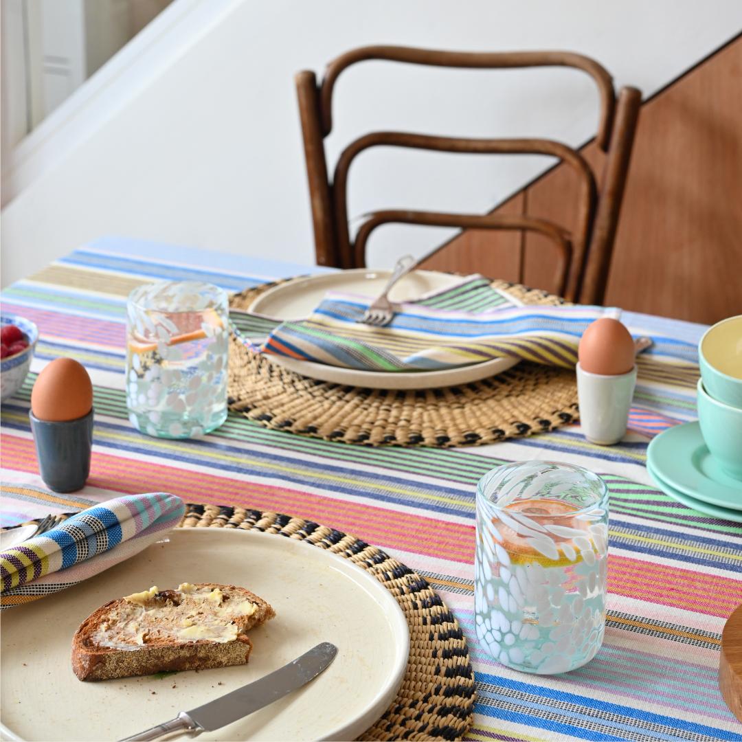 Bright Stripes Multicoloured Handloom Tablecloth