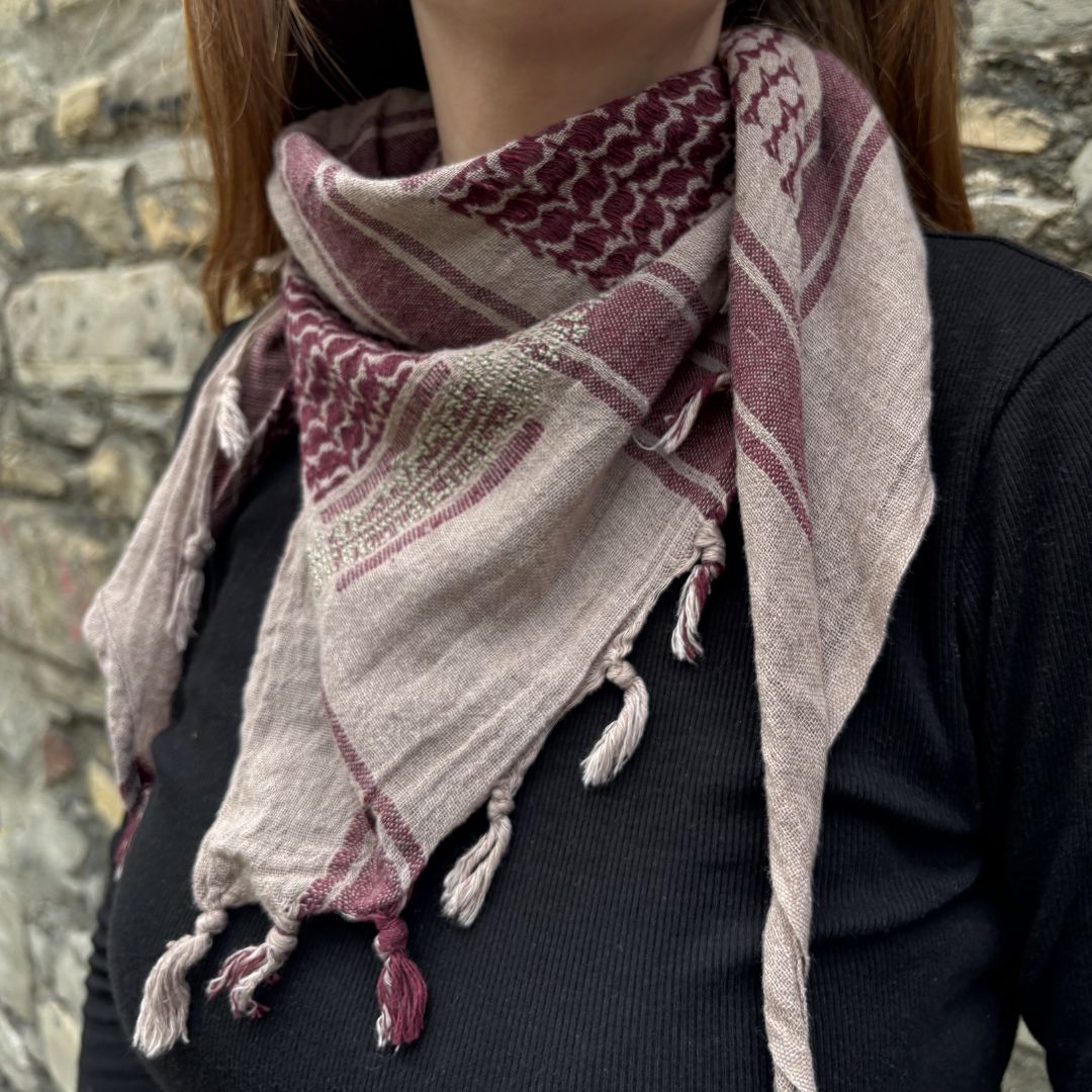 Hand Embroidered Triangle Cotton Keffiyeh Scarf