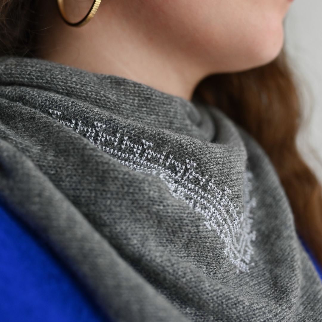 Hand Embroidered Cashmere Triangle Scarf