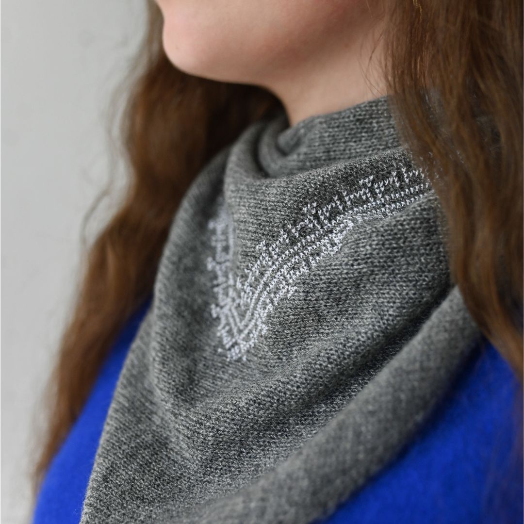 Hand Embroidered Cashmere Triangle Scarf