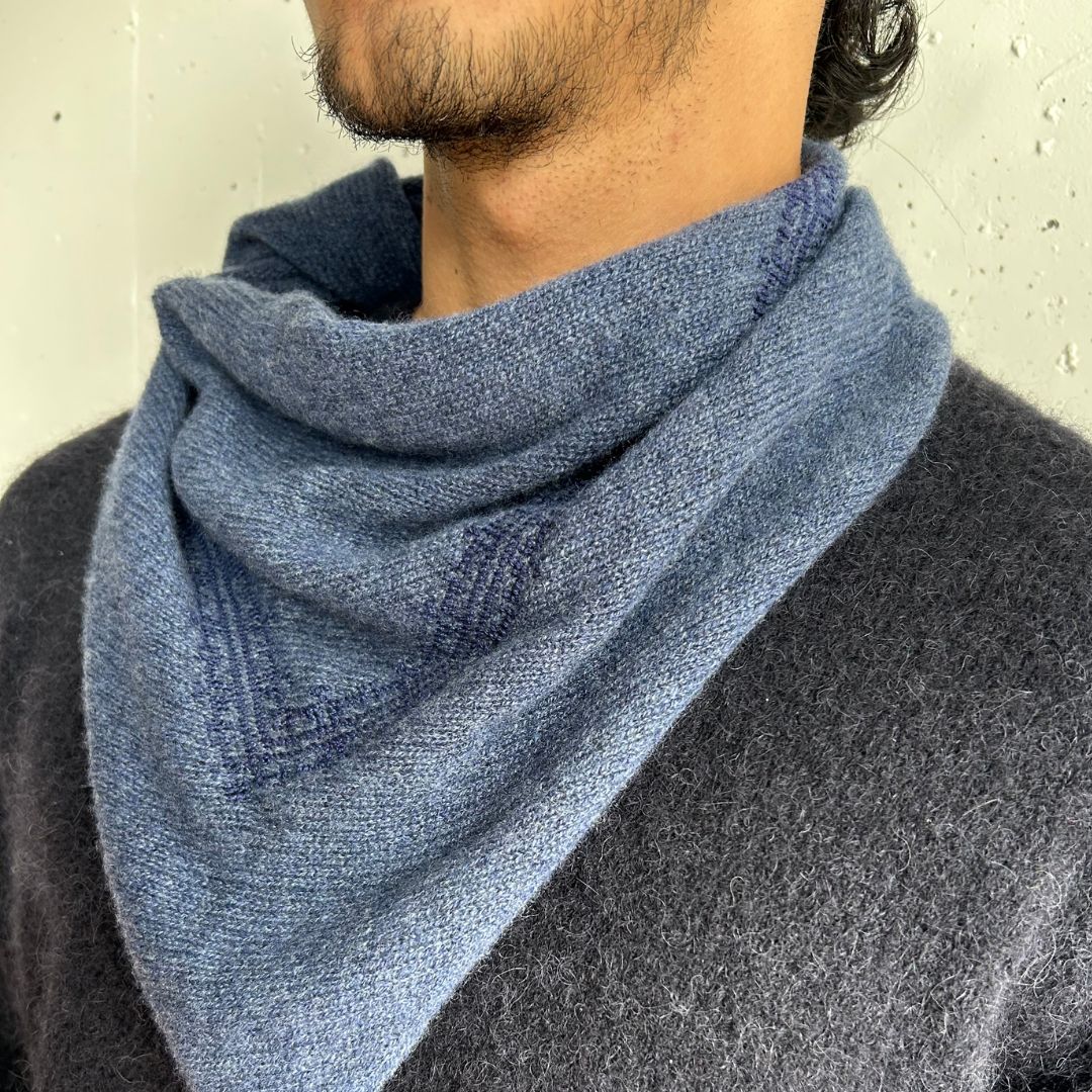 Hand Embroidered Cashmere Triangle Scarf