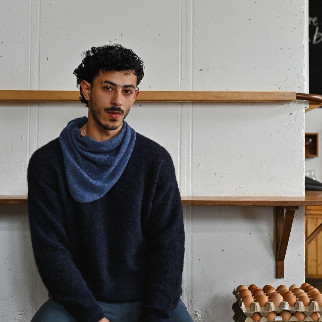 Hand Embroidered Cashmere Triangle Scarf