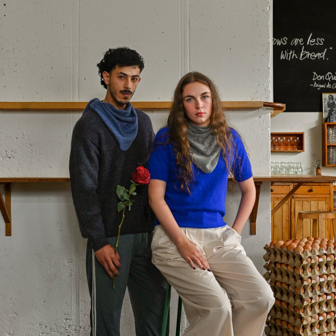 Hand Embroidered Cashmere Triangle Scarf