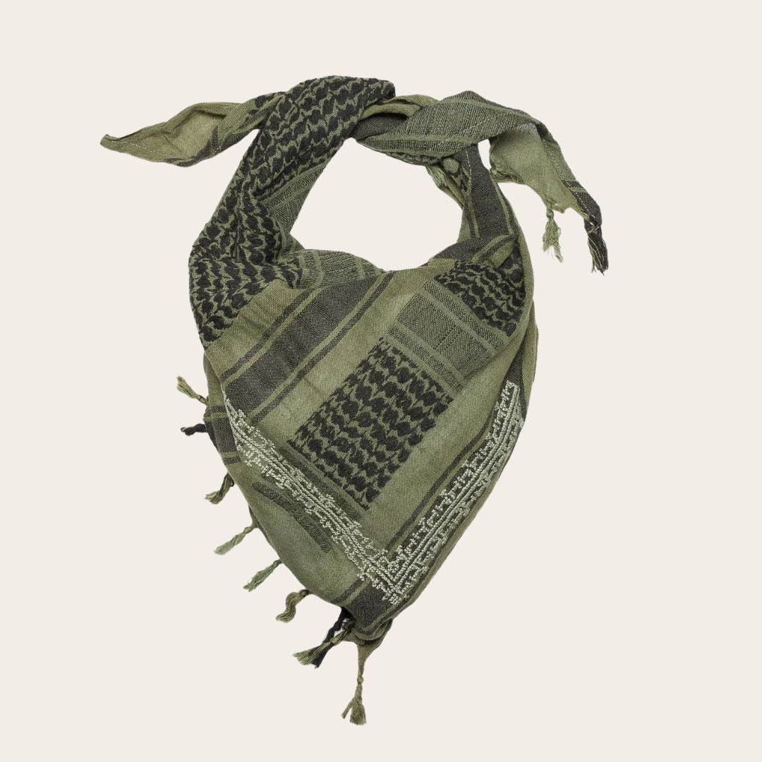 Hand Embroidered Triangle Cotton Keffiyeh Scarf