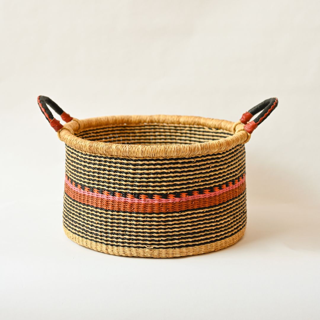 Handwoven Storage Basket with Handles - Medium