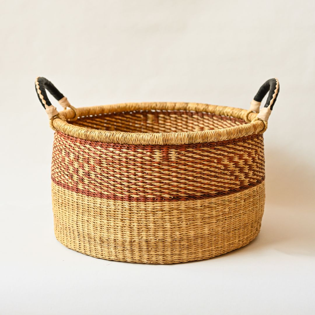 Storage Basket with Handles - Handwoven in Ghana - Medium