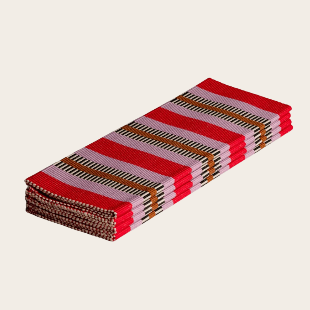 Pink Stripe Handloom Cotton Placemats