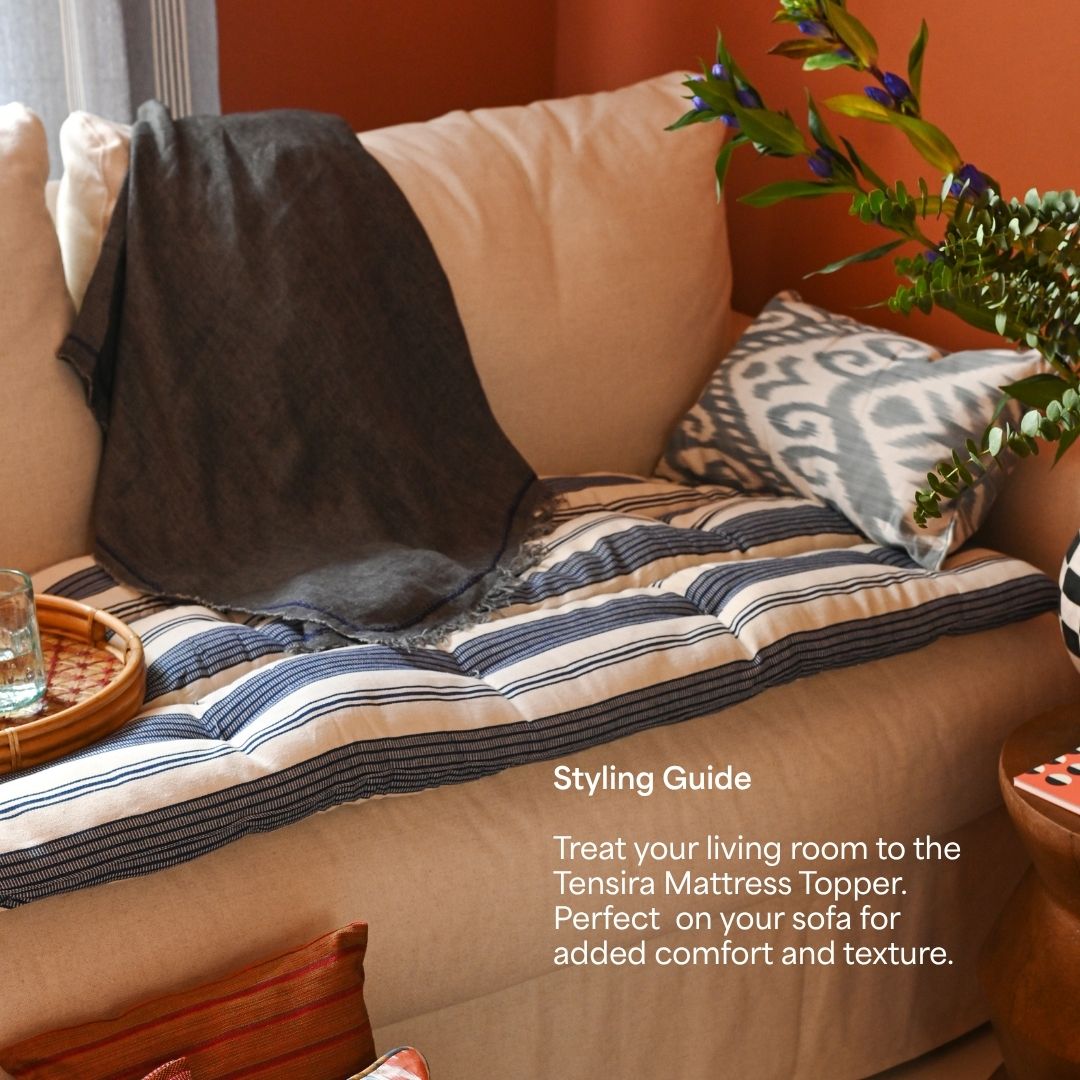 Handwoven Cotton Mattress Filled with Natural Fibres, Removable Cover