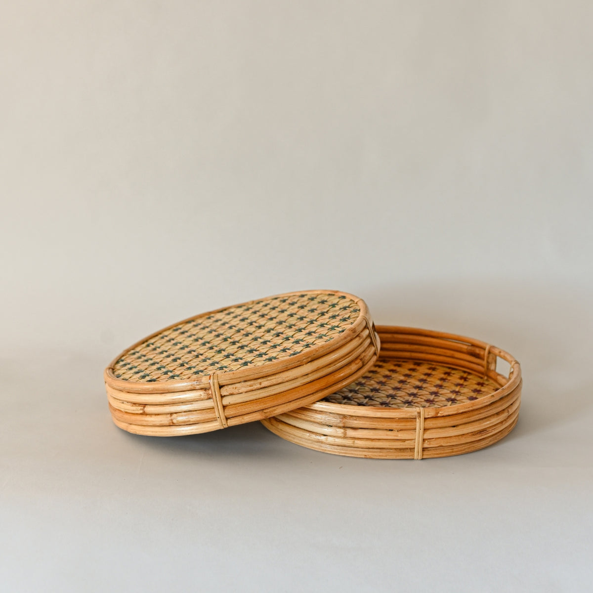 Handmade Bamboo Lattice Round Tray