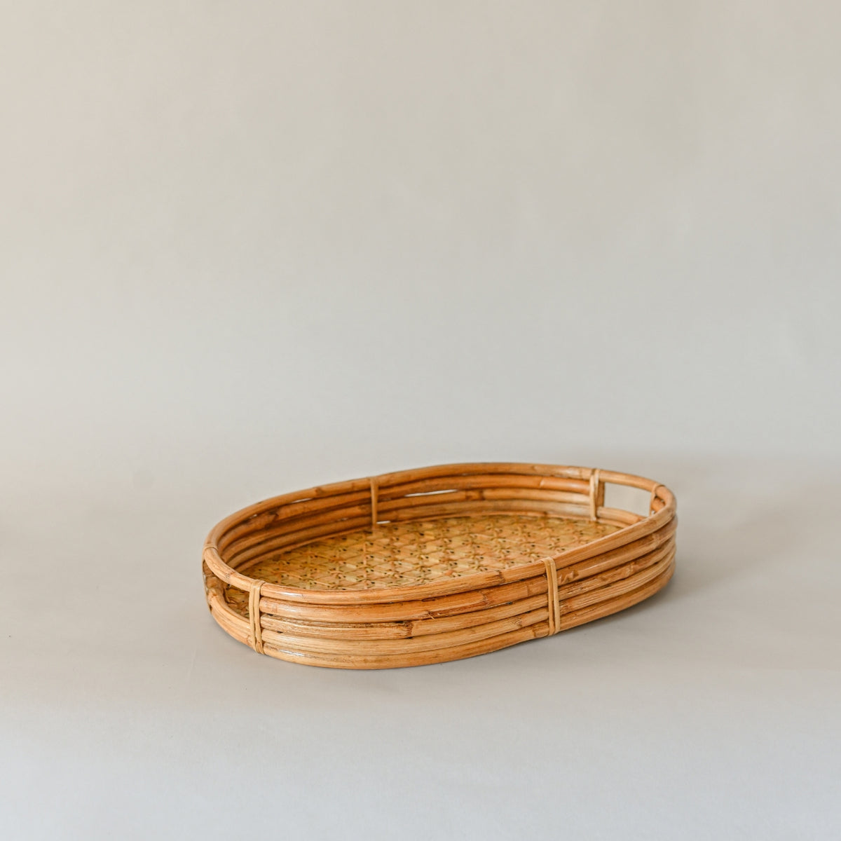 Handmade Bamboo Lattice Oval Tray