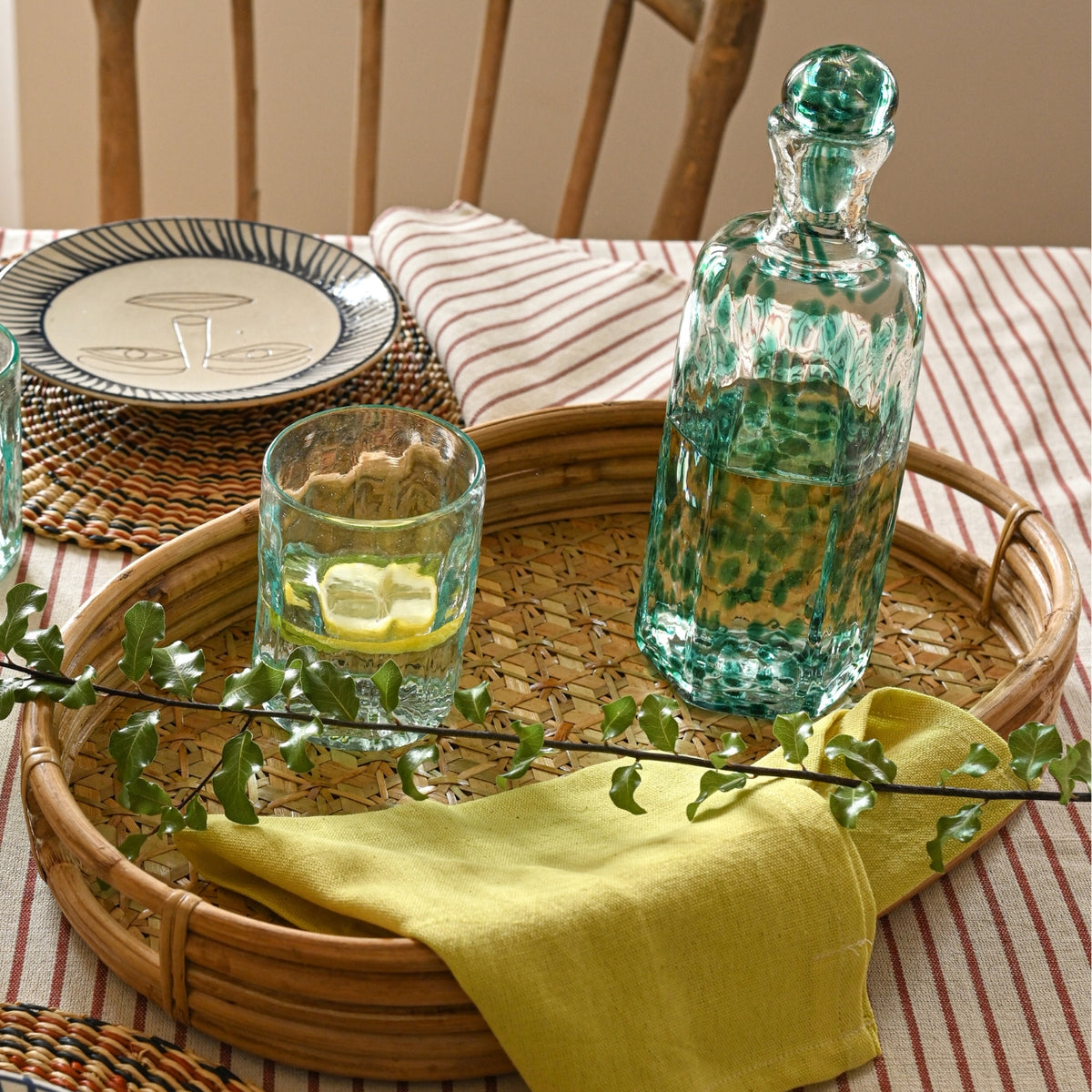 Handmade Bamboo Lattice Oval Tray