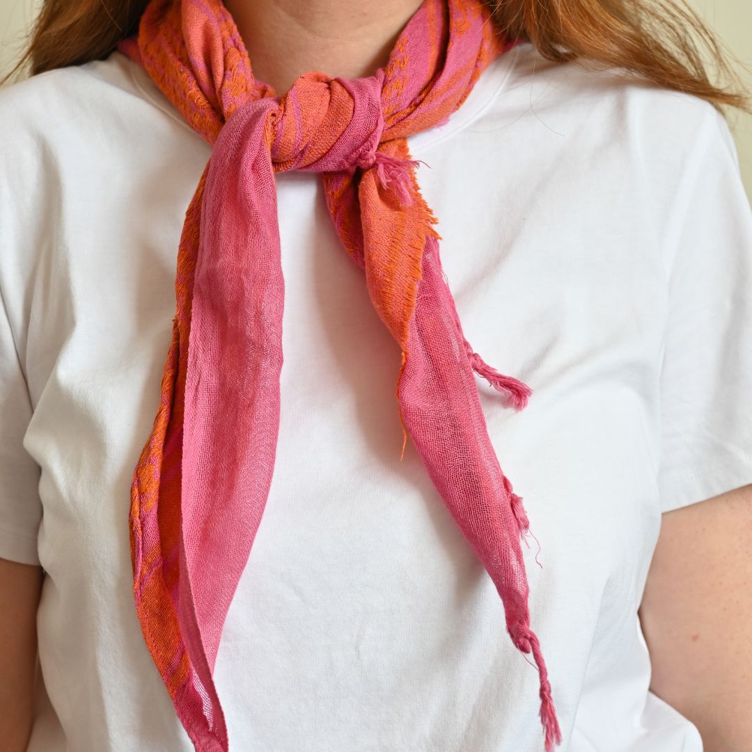 Hand Embroidered Triangle Cotton Keffiyeh Scarf