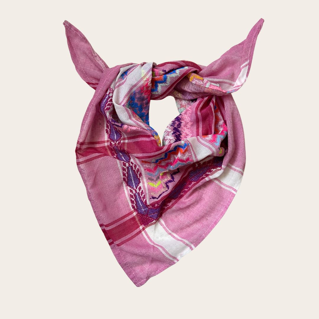 Hand Embroidered Triangle Cotton Keffiyeh Scarf
