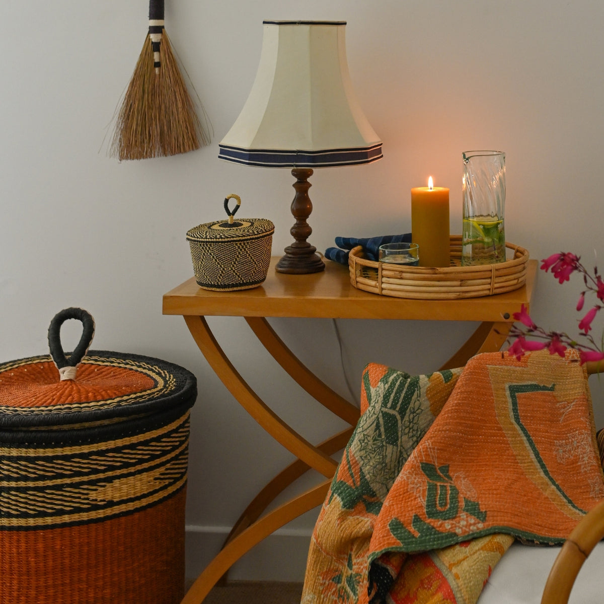 Lidded Handwoven Laundry Basket - Small New