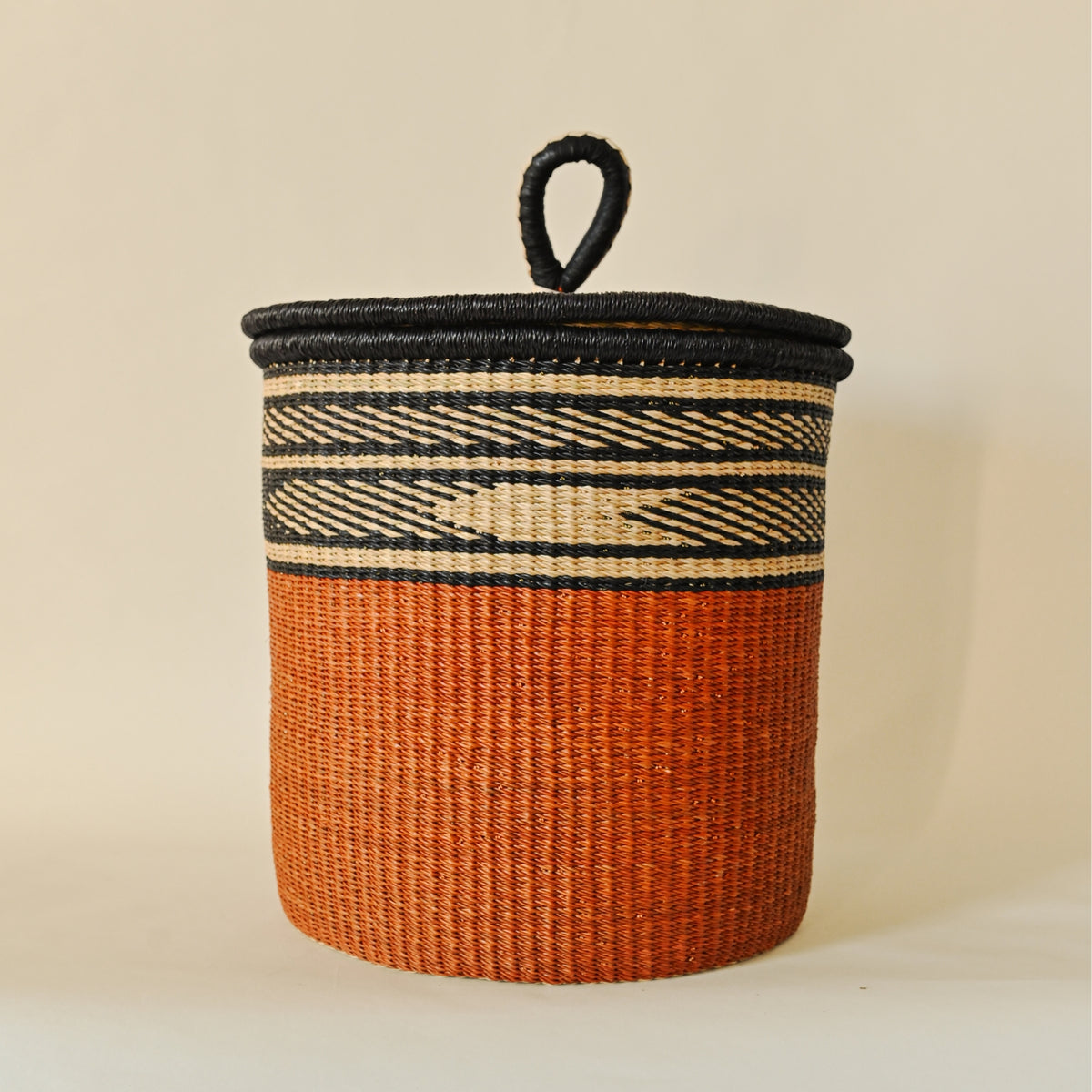Lidded Handwoven Laundry Basket - Small New