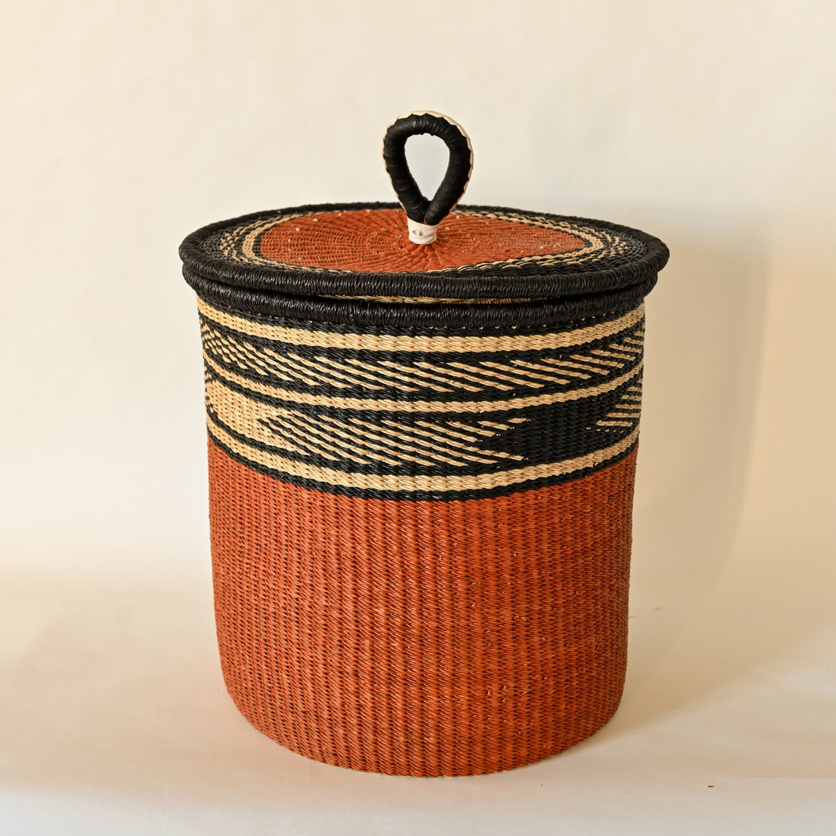 Lidded Handwoven Laundry Basket - Small New