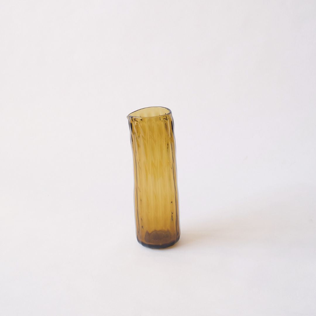 Recycled Glass Slim Carafe - Amber by Kitengela Glassblowers