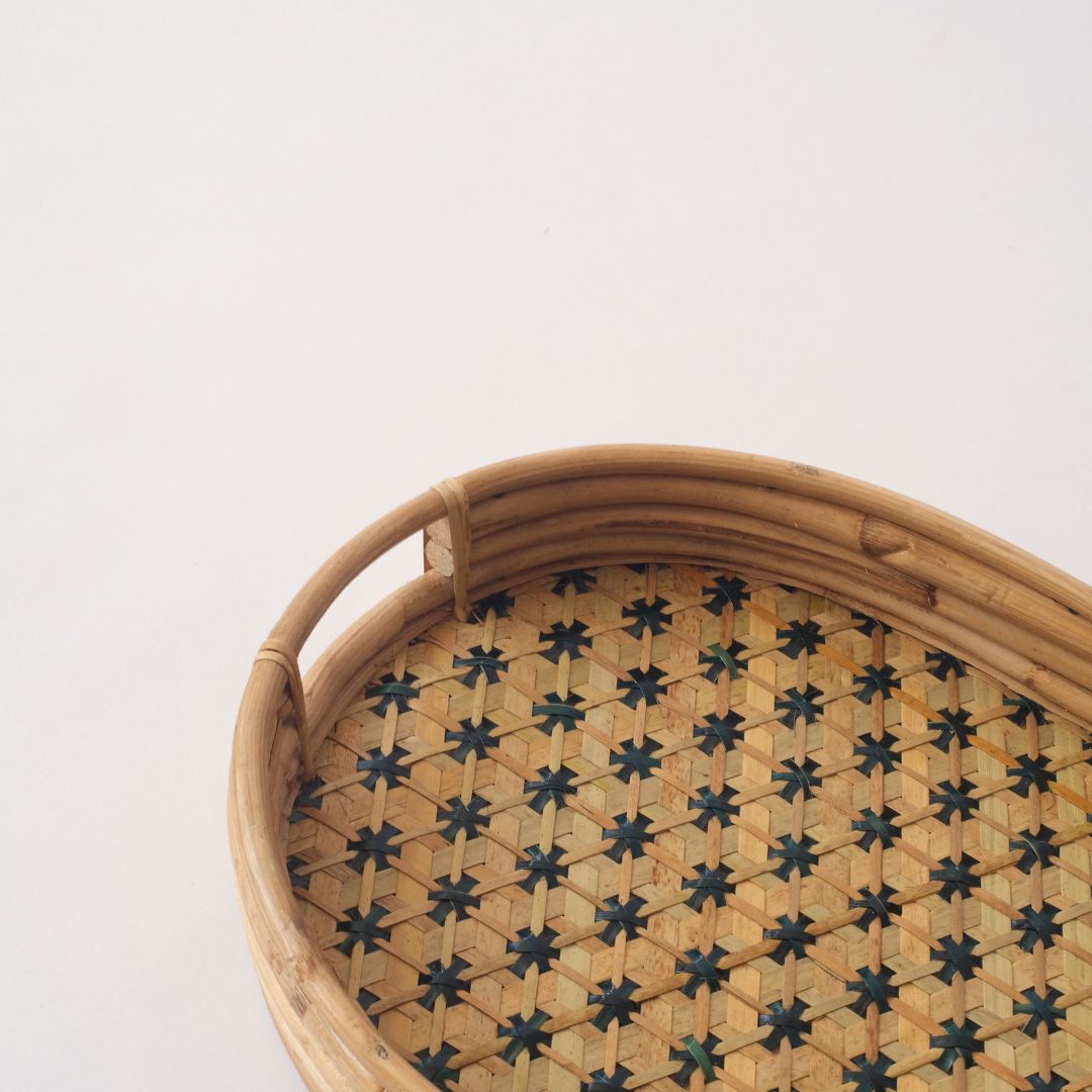Handmade Bamboo Lattice Oval Tray by Tomorrows x Uganda Crafts – another angle