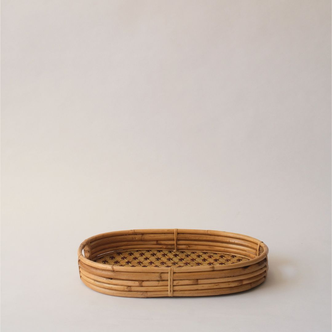 Handmade Bamboo Lattice Oval Tray by Tomorrows x Uganda Crafts – styled at home
