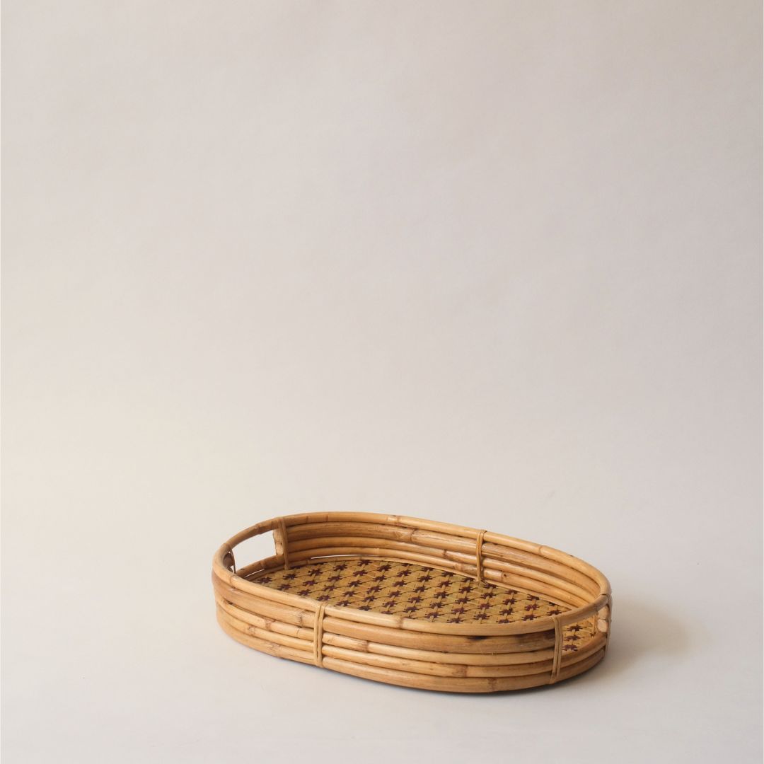 Handmade Bamboo Lattice Oval Tray by Tomorrows x Uganda Crafts – detail
